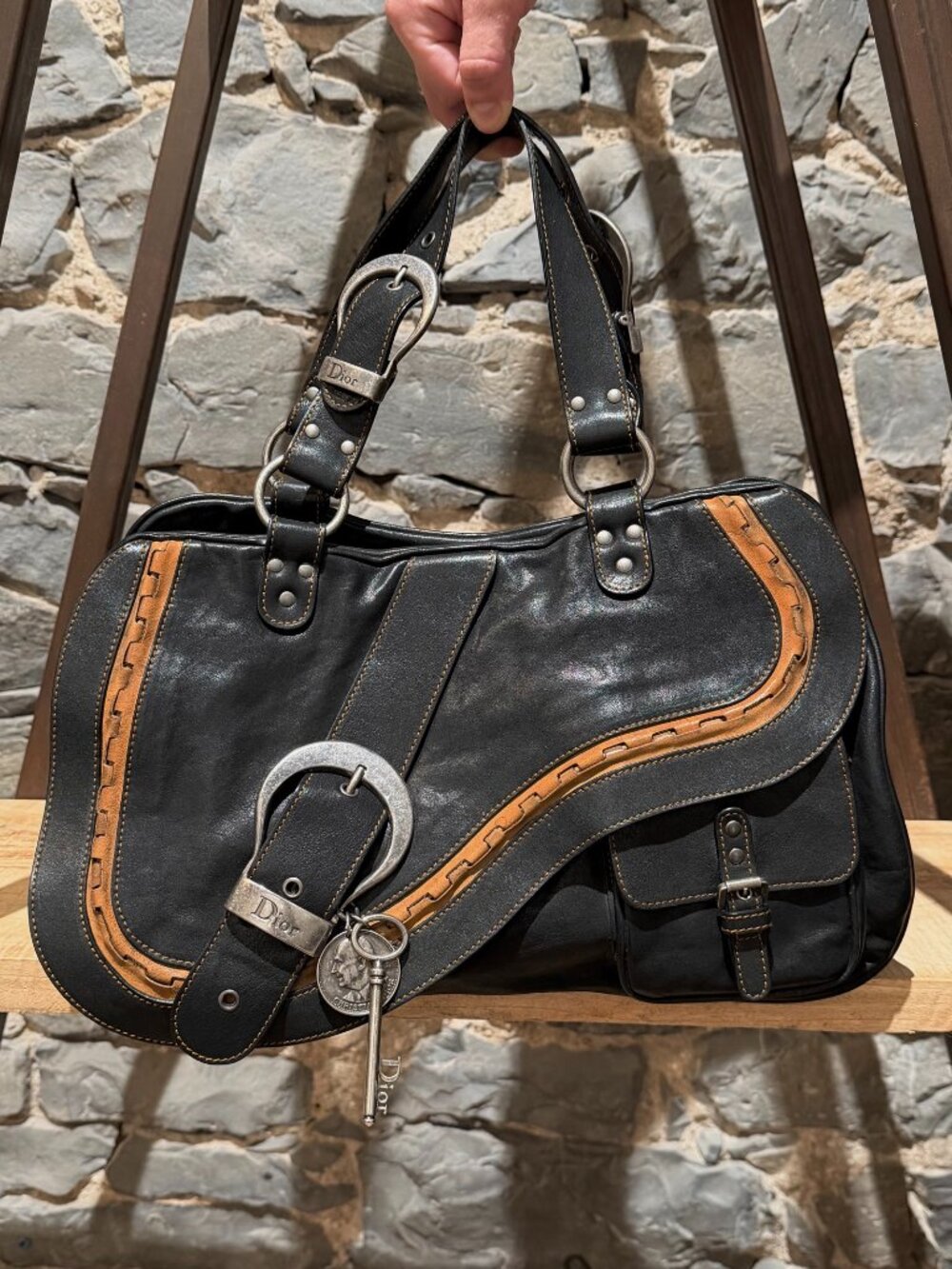 Christian Dior 2006 Black Medium Gaucho Handbag